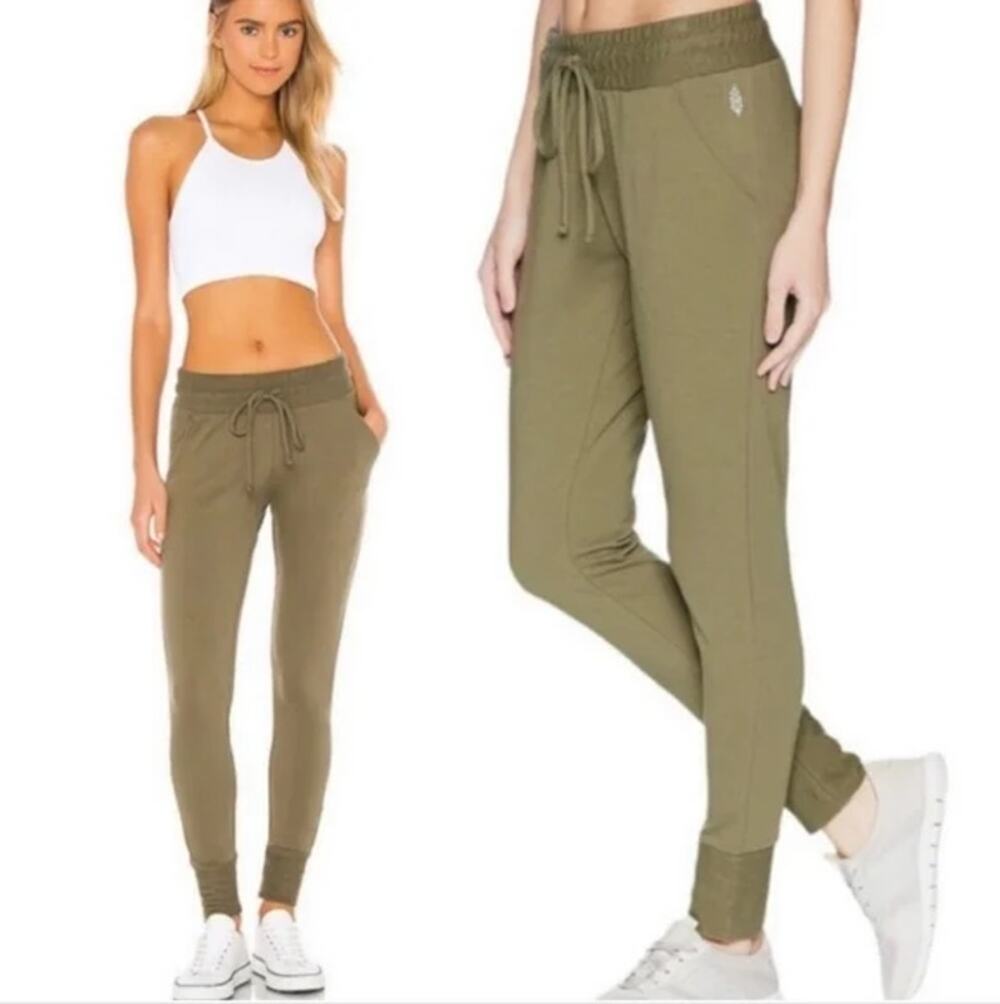 Free People Movement Sunny Skinny Drawstring Jogger Sweatpant Olive XS Active